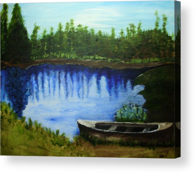  Acrylic Print featuring the painting Mountain lake by Shelley Bain