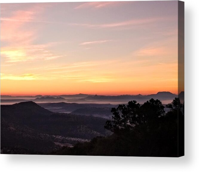 Sunrise Acrylic Print featuring the photograph Mountain Peaks Drifting Above the Clouds by Renny Spencer