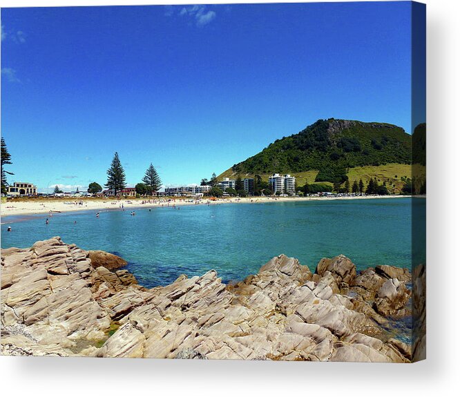 Mt Maunganui Acrylic Print featuring the photograph Mt Maunganui Beach 9 - Tauranga New Zealand by Selena Boron