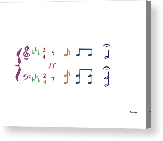 Abstract In The Living Room Acrylic Print featuring the digital art Music Notes 1 by David Bridburg