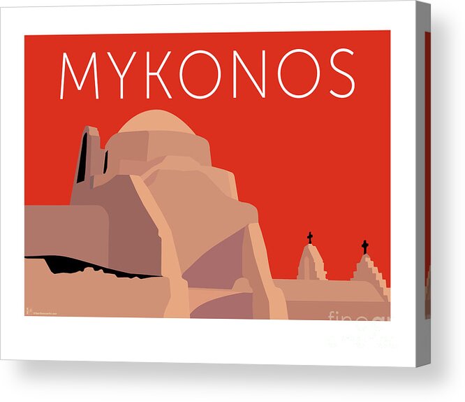 Mykonos Acrylic Print featuring the digital art MYKONOS Paraportiani - Orange by Sam Brennan