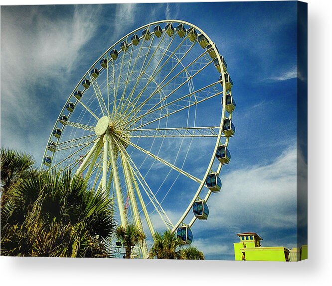 Myrtle Beach Acrylic Print featuring the photograph Myrtle Beach Skywheel by Bill Barber