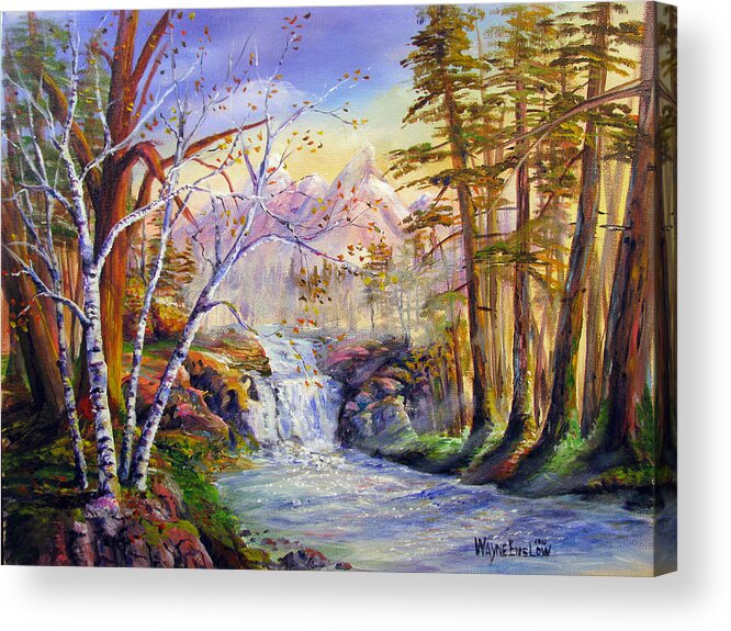 Landscape Acrylic Print featuring the painting Mystic Mountain Stream by Wayne Enslow