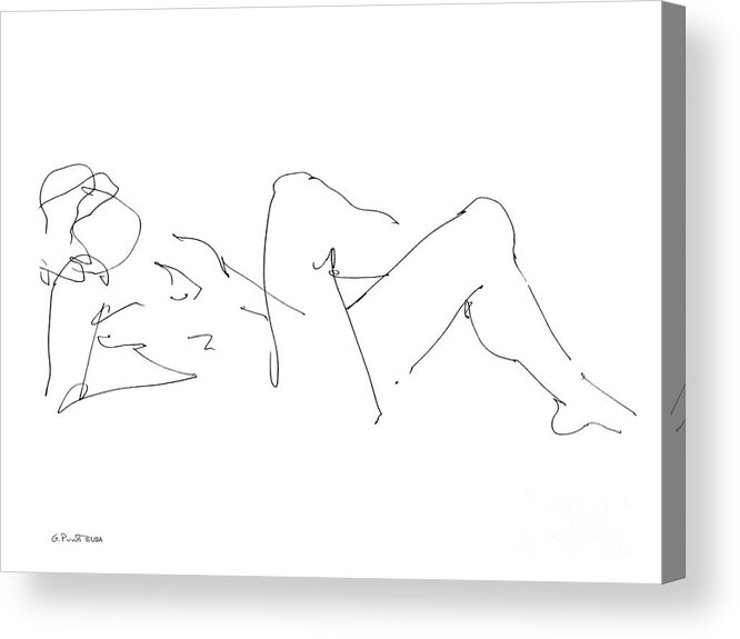 Male Acrylic Print featuring the drawing Naked-Male-Drawing-14 by Gordon Punt