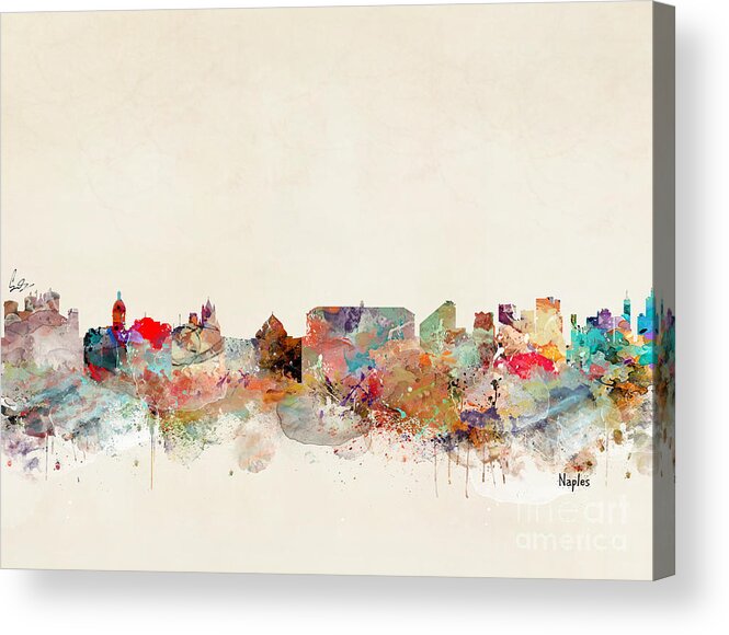 Naples City Skyline Acrylic Print featuring the painting Naples Italy by Bri Buckley