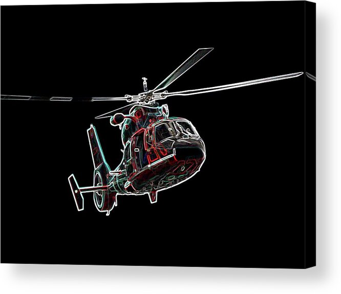 Coast Guard Acrylic Print featuring the photograph Neon Helo - Digital Art by Al Powell Photography USA