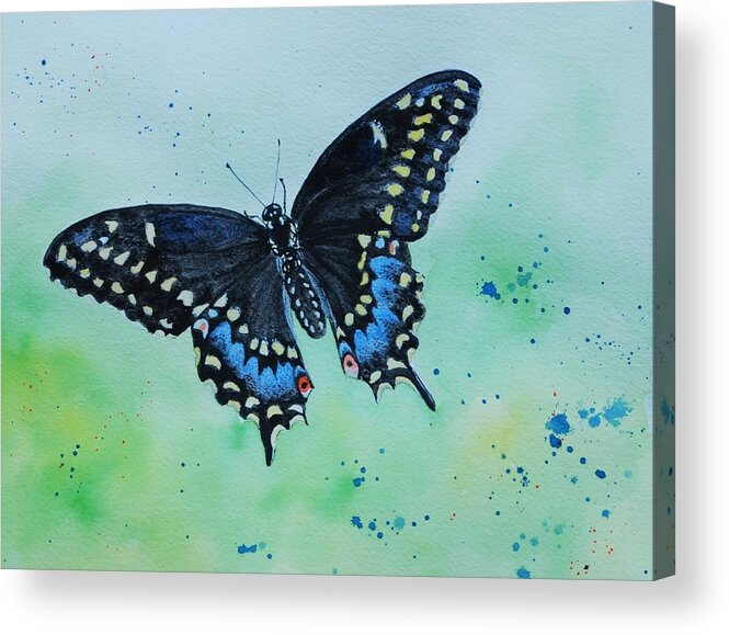 Swallowtail Acrylic Print featuring the painting Neon Swallowtail by Sonja Jones