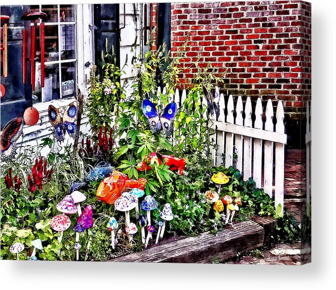 New Hope Acrylic Print featuring the photograph New Hope PA - Garden of Ceramic Mushrooms by Susan Savad