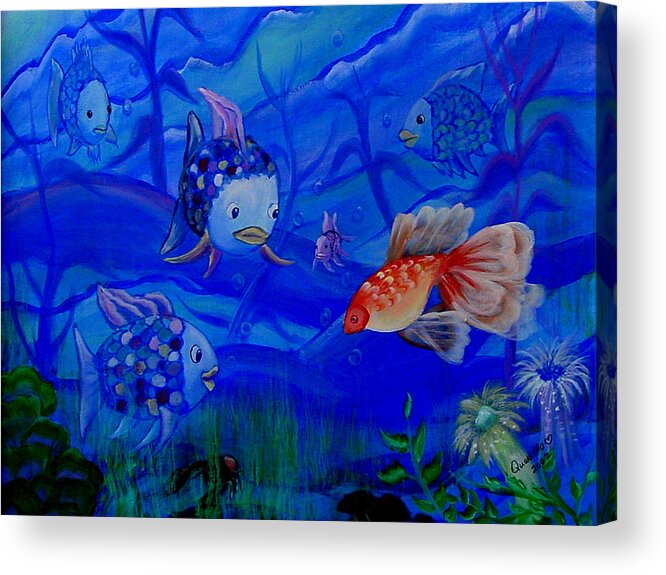 Fish Acrylic Print featuring the painting New Kid in Town by Quwatha Valentine