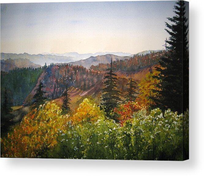 Newfound Gap Acrylic Print featuring the painting Newfound Gap by Shirley Braithwaite Hunt