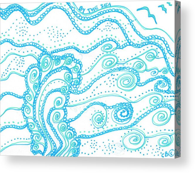 Caregiver Acrylic Print featuring the drawing Ocean Waves by Carole Brecht