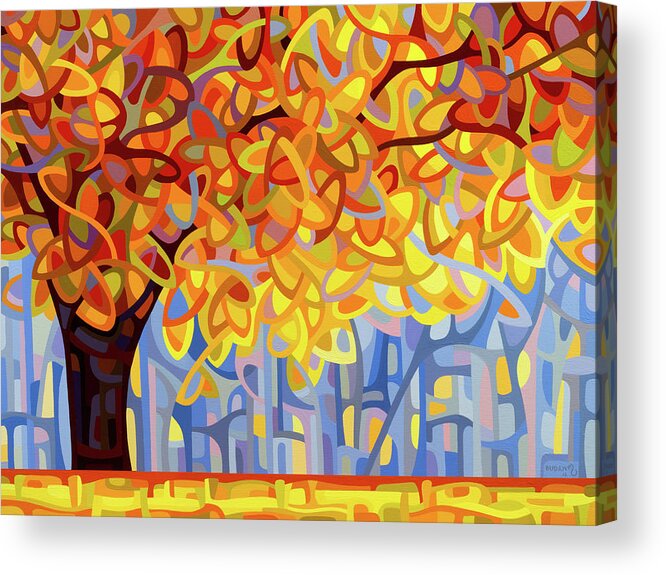 Abstract Acrylic Print featuring the painting October Gold by Mandy Budan