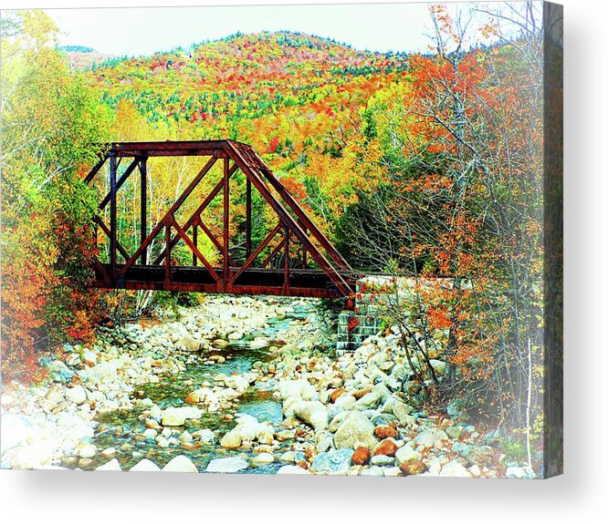United States Acrylic Print featuring the photograph Old Bridge - New Hampshire Fall Foliage by Joseph Hendrix