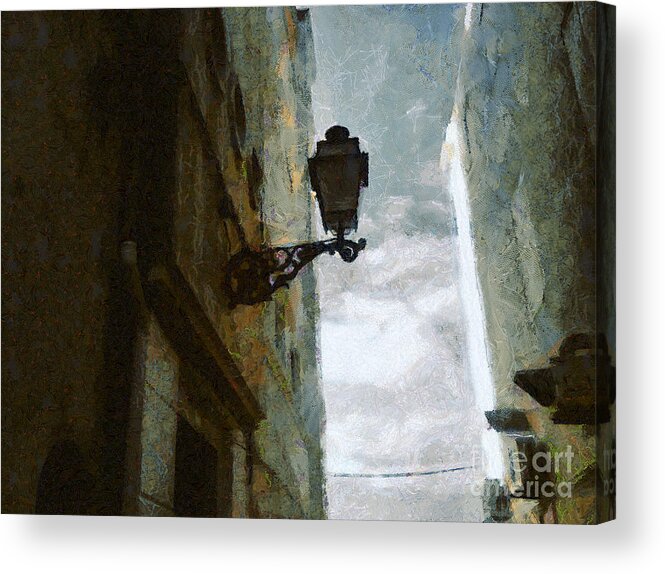 Painting Acrylic Print featuring the painting Old City Street by Dimitar Hristov
