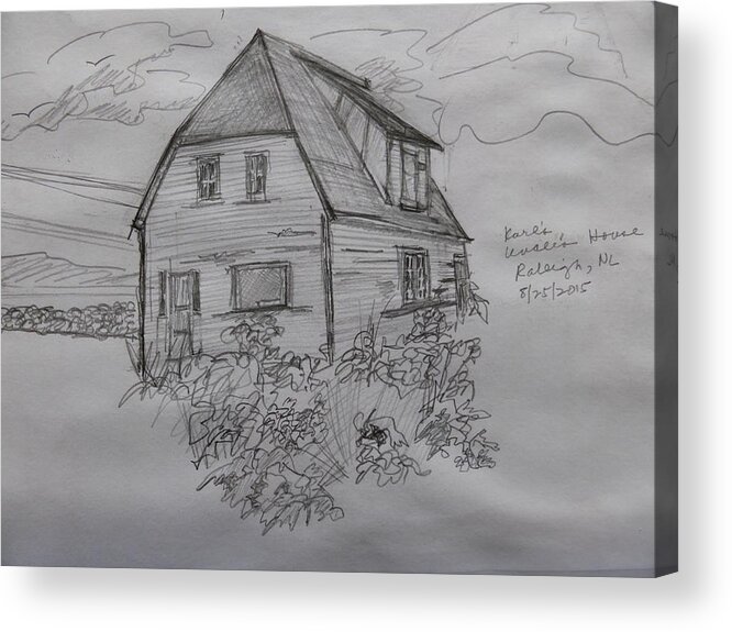 Pencil Sketch Acrylic Print featuring the drawing Old House in Raleigh by Joel Deutsch