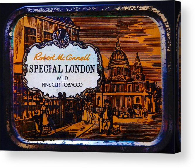 Tobacco Tin Acrylic Print featuring the photograph Old Tobacco Tin by Mark Blauhoefer