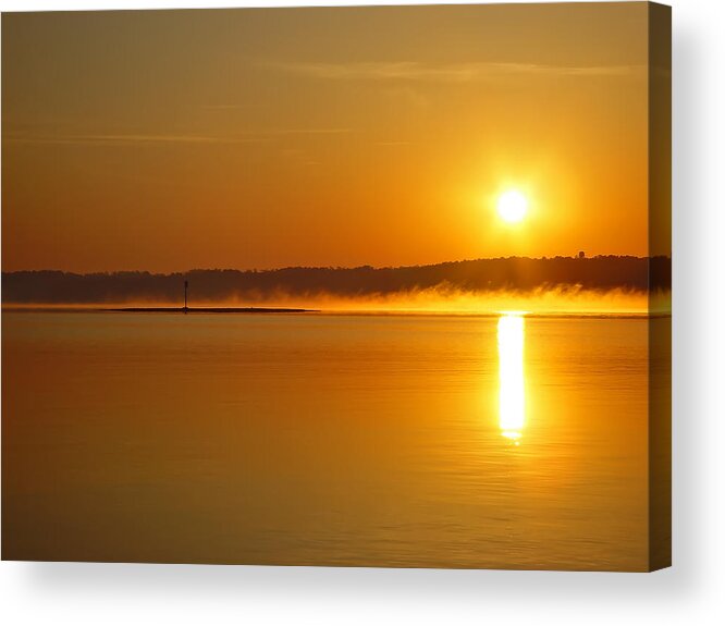Landscape Acrylic Print featuring the photograph On Golden Lake by Michael Whitaker