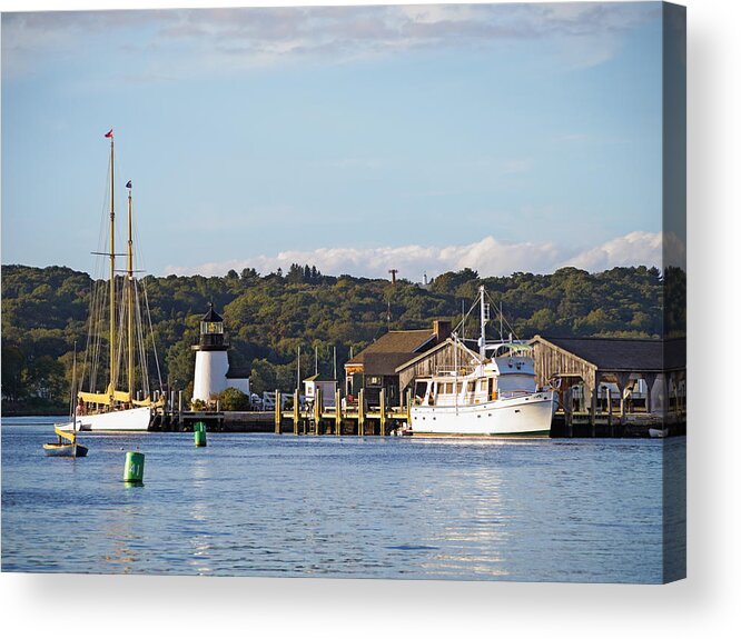 Lighthouse Acrylic Print featuring the photograph On the Waterfront Mystic CT by Marianne Campolongo