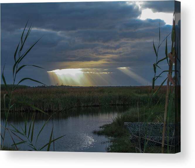 Sunrise Acrylic Print featuring the photograph Opening day south marsh by Barry Bohn