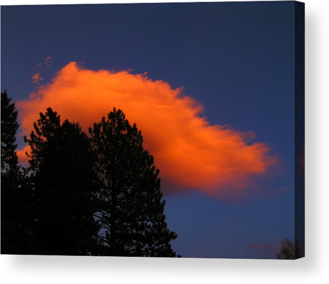 Cloud Forest Colorado Sky Sunset Nature Zen Simple Rocky Mountains Acrylic Print featuring the photograph Orange cloud by George Tuffy