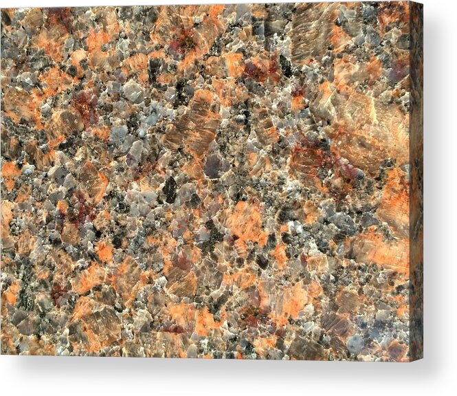 Phorograph Acrylic Print featuring the photograph Orange Polished Granite Stone by Delynn Addams