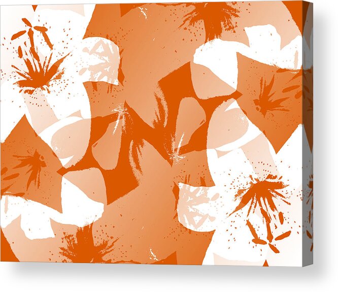 Botanical Acrylic Print featuring the digital art Orange Poster Lilies by Ruth Palmer