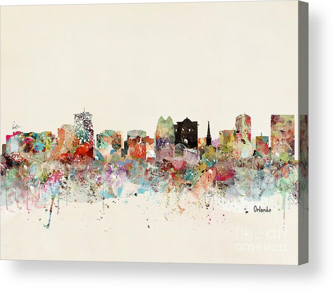 Orlando Skyline Acrylic Print featuring the painting Orlando Skyline by Bri Buckley