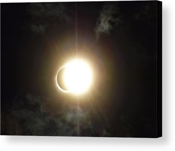 Eclipse Acrylic Print featuring the digital art Otherworldly Eclipse-Leaving Totality by Michael Oceanofwisdom Bidwell