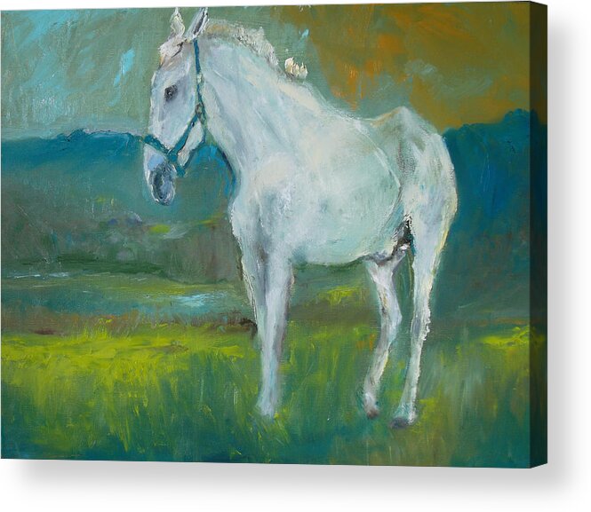 Horse Acrylic Print featuring the painting Out to Pasture by Susan Esbensen