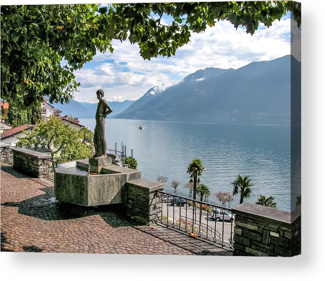 Switzerland Acrylic Print featuring the photograph Overlook of Lake Maggiori by Alan Toepfer