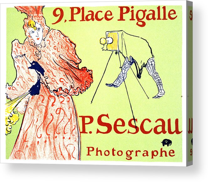 P Sescau Acrylic Print featuring the mixed media P Sescau Photographe - Paul Sescau - Vintage Advertising Poster by Henri de Toulouse Lautrec - Paris by Studio Grafiikka