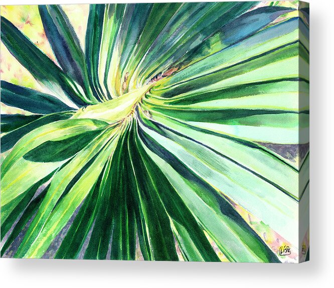 Watercolor Acrylic Print featuring the painting Palm Frond I by Lisa Tennant