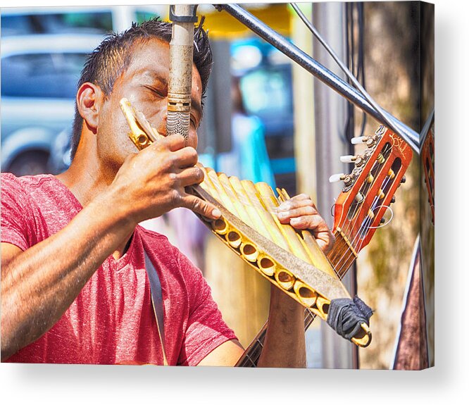 Panflute Acrylic Print featuring the photograph Panflute Busker 2 by C H Apperson