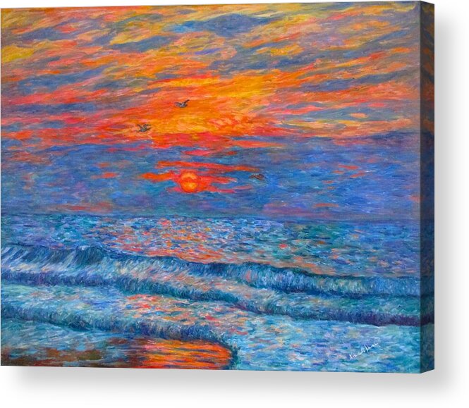 Pawleys Island Acrylic Print featuring the painting Pawleys Island Sunrise in the Sand by Kendall Kessler