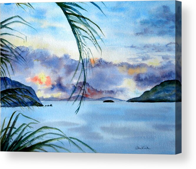 Sunset Acrylic Print featuring the painting Peace in the Caribbean by Diane Kirk