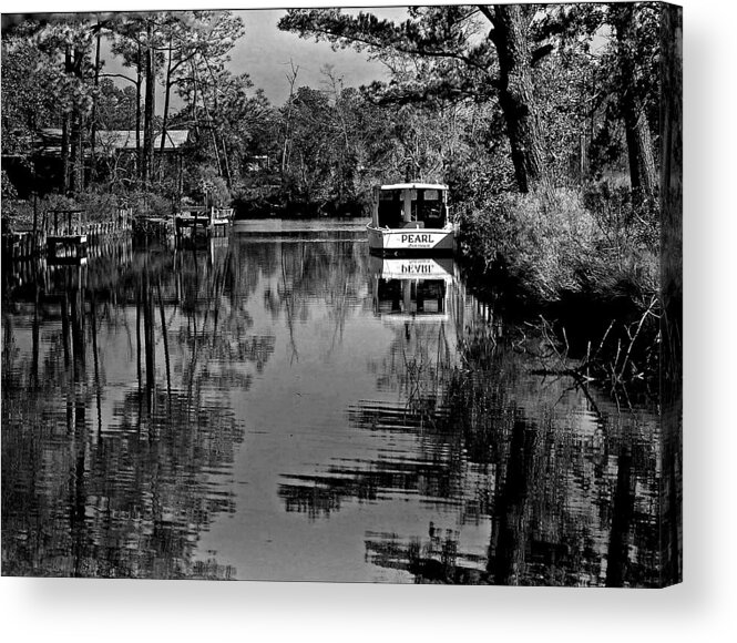 Shrimp Boat Acrylic Print featuring the painting Pearl BW by Michael Thomas