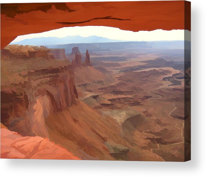 Canyonlands Acrylic Print featuring the digital art Peering Out 2 Watercolor by Gary Baird