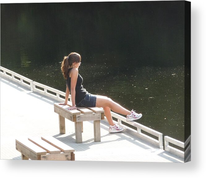 Pretty Girl Acrylic Print featuring the photograph Pensive by Ruth Kamenev