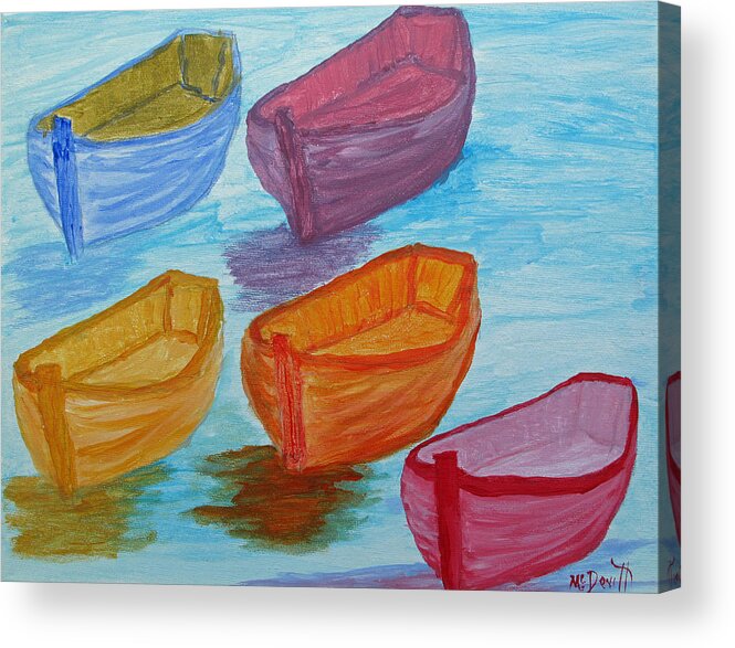 Boats Acrylic Print featuring the painting Pick Your Boat by Barbara McDevitt