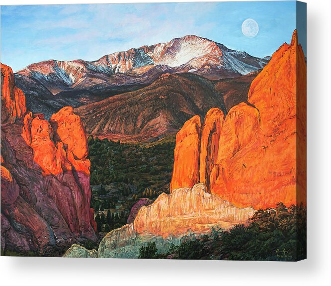 Pikes Acrylic Print featuring the painting Pikes Peak by Aaron Spong