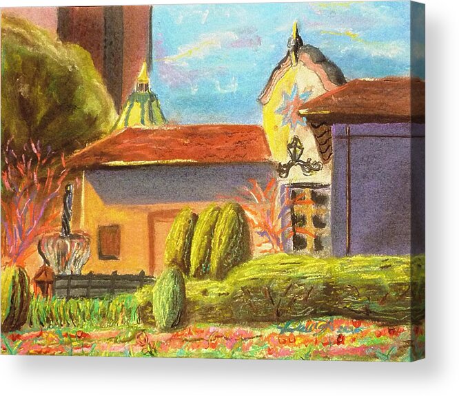 Kansas Acrylic Print featuring the painting Plaza View From Canal by Darya Tyshlek