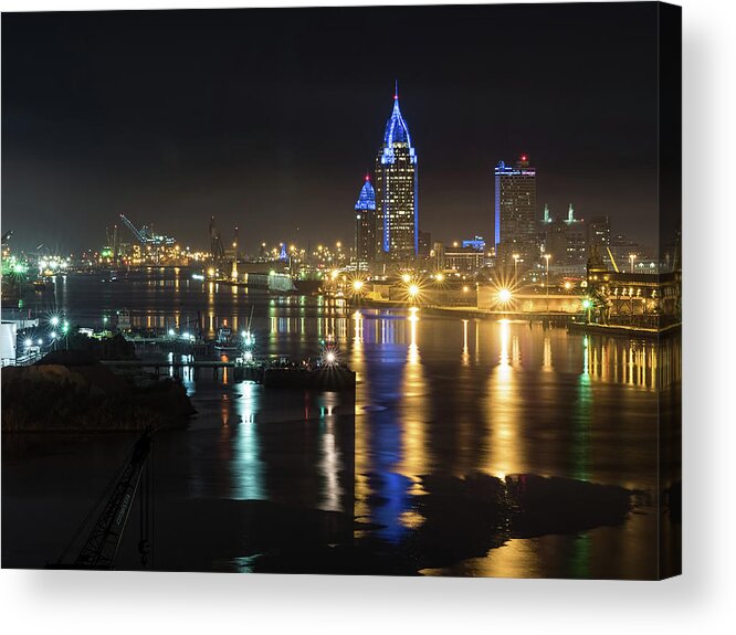 Alabama Acrylic Print featuring the photograph Port City Honors Blue by Brad Boland