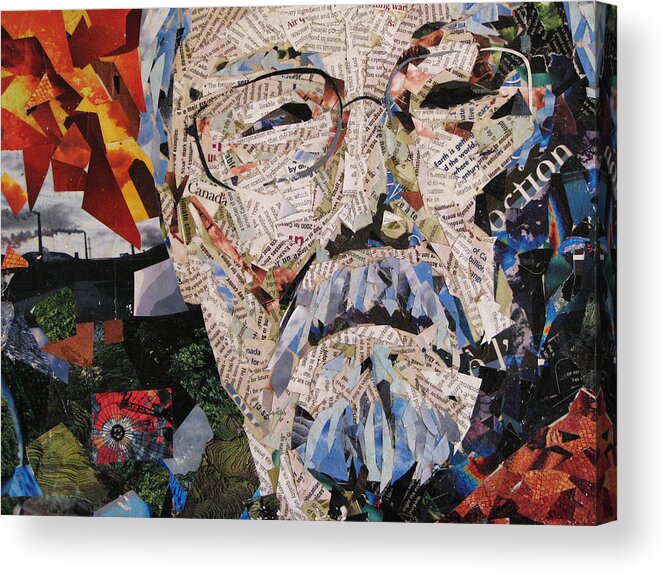 David Suzuki Acrylic Print featuring the mixed media Portait of David Suzuki by Alicia LaRue
