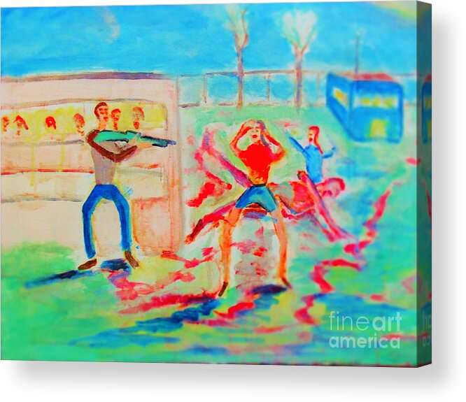 Prevention Acrylic Print featuring the painting Prevention of Shootings Memorial by Stanley Morganstein