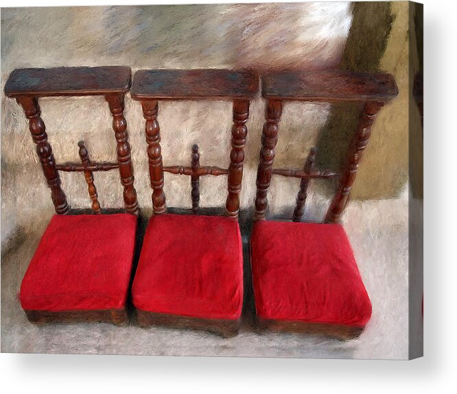 Prayer Acrylic Print featuring the painting Prie Dieu - Prayer Kneeler by Portraits By NC