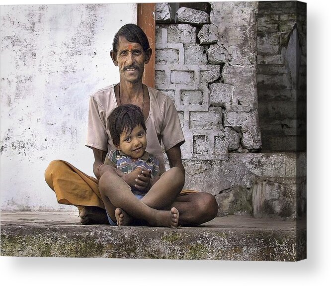 India Acrylic Print featuring the photograph Proud Father by John Hansen