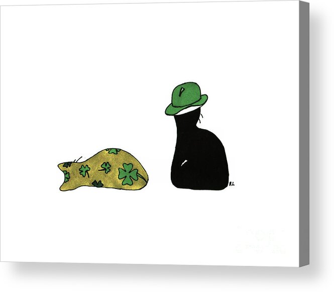 Puffie And Muffie Acrylic Print featuring the drawing Puffie and Muffie St. Patrick's Day by Rachel Lowry