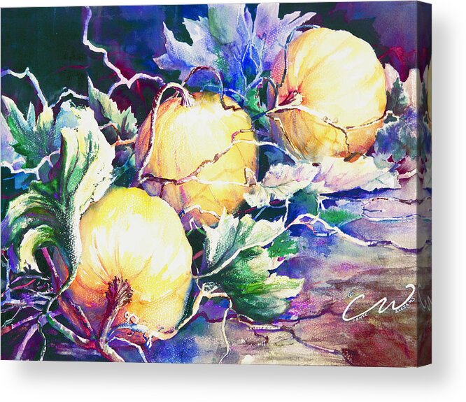Pumpkins Acrylic Print featuring the painting Pumpkin Time by Connie Williams