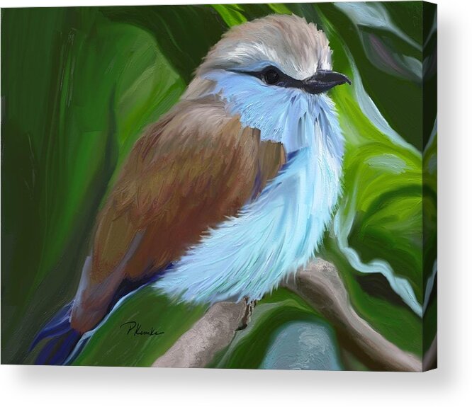 Bird Acrylic Print featuring the digital art Racket-tailed Roller by Patricia Kemke