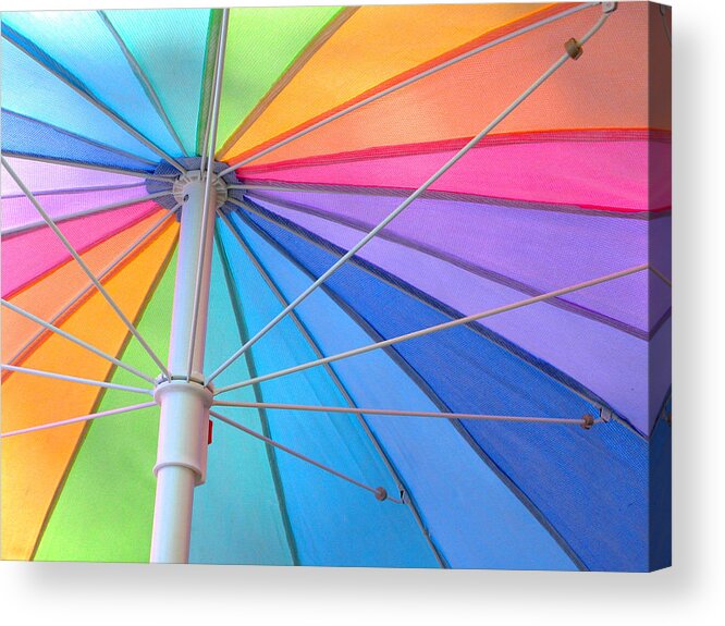 Umbrella Acrylic Print featuring the photograph Rainbow Umbrella by Cathy Kovarik
